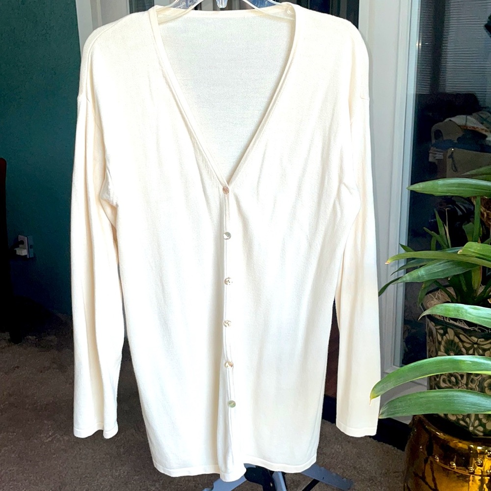 White/cream long cardigan, Medium?